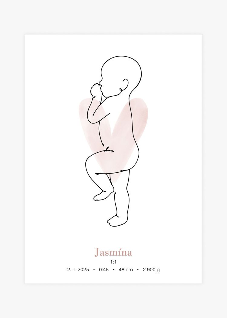 plakaty na miru miminko v zivotni velikosti ruzove srdce 01 v1