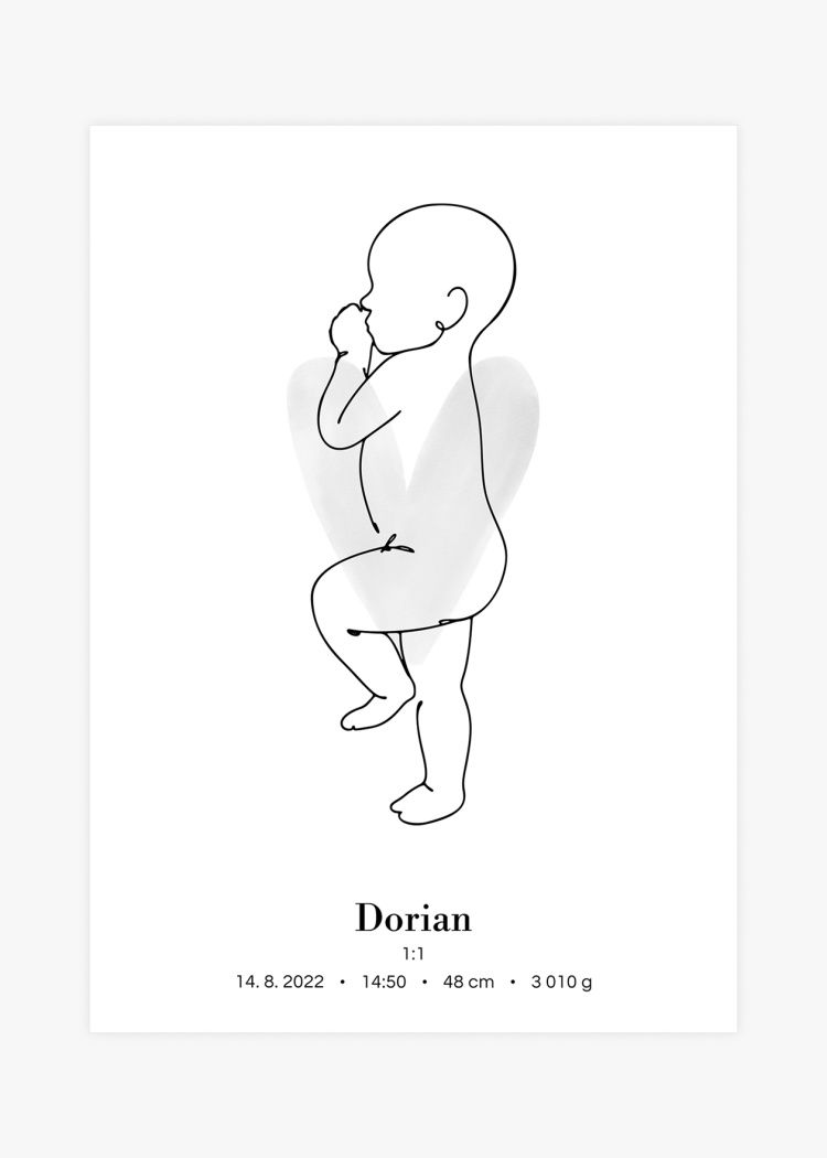 plakaty na miru miminko v zivotni velikosti sede srdce 01 v1