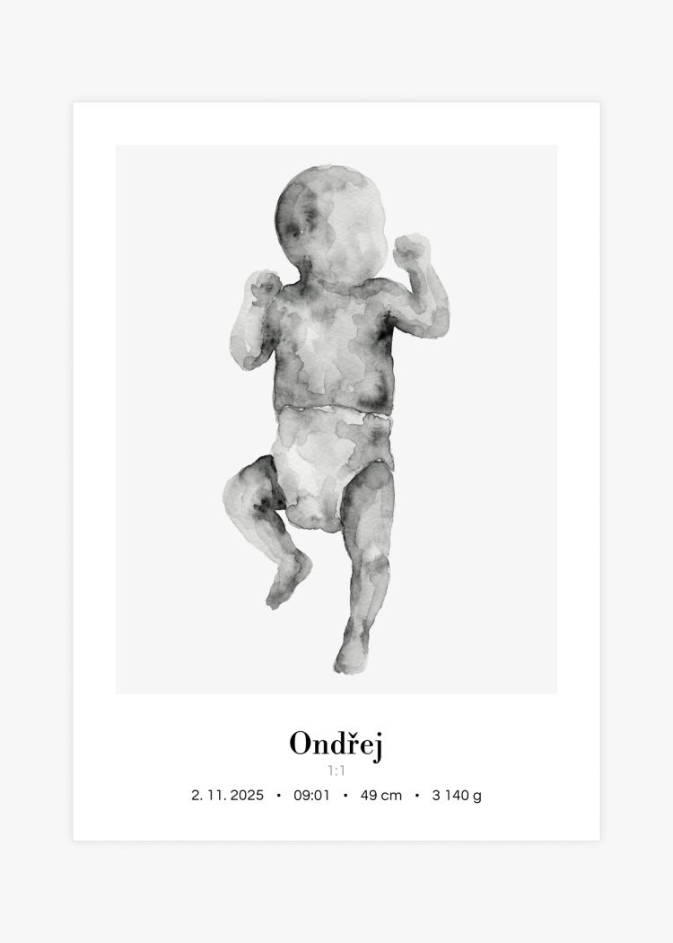 plakaty na miru miminko v zivotni velikosti akvarel I 2