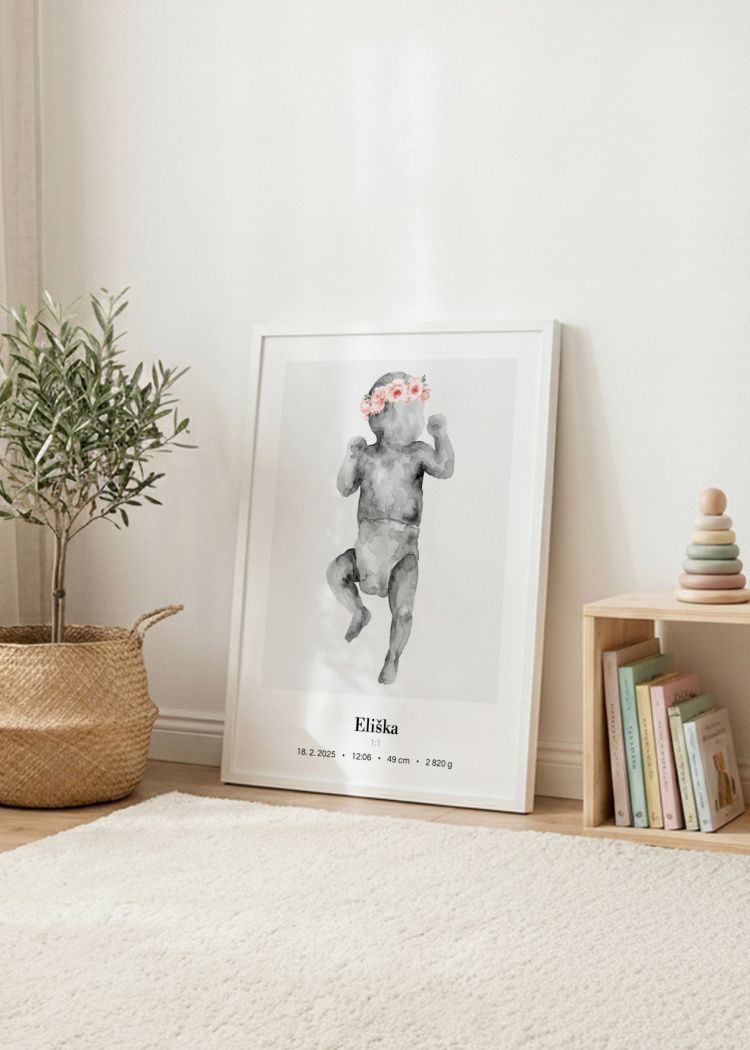 plakaty na miru miminko v zivotni velikosti lineart ruzova I 06