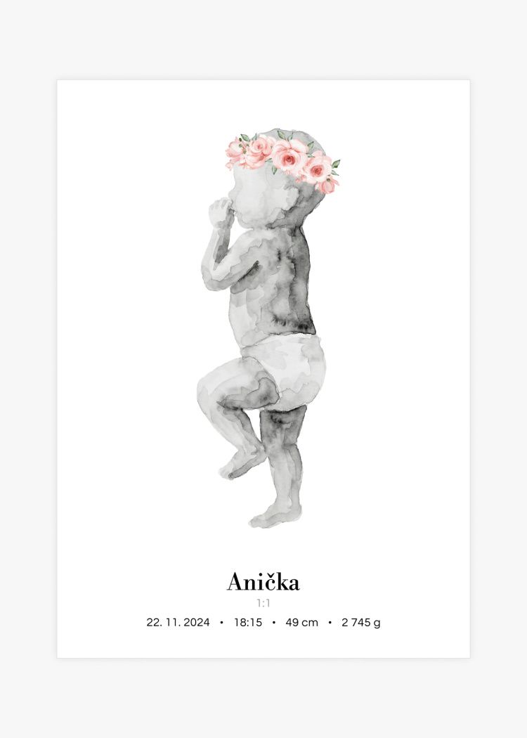 plakaty na miru miminko v zivotni velikosti akvarel II kvetinova korunka 4