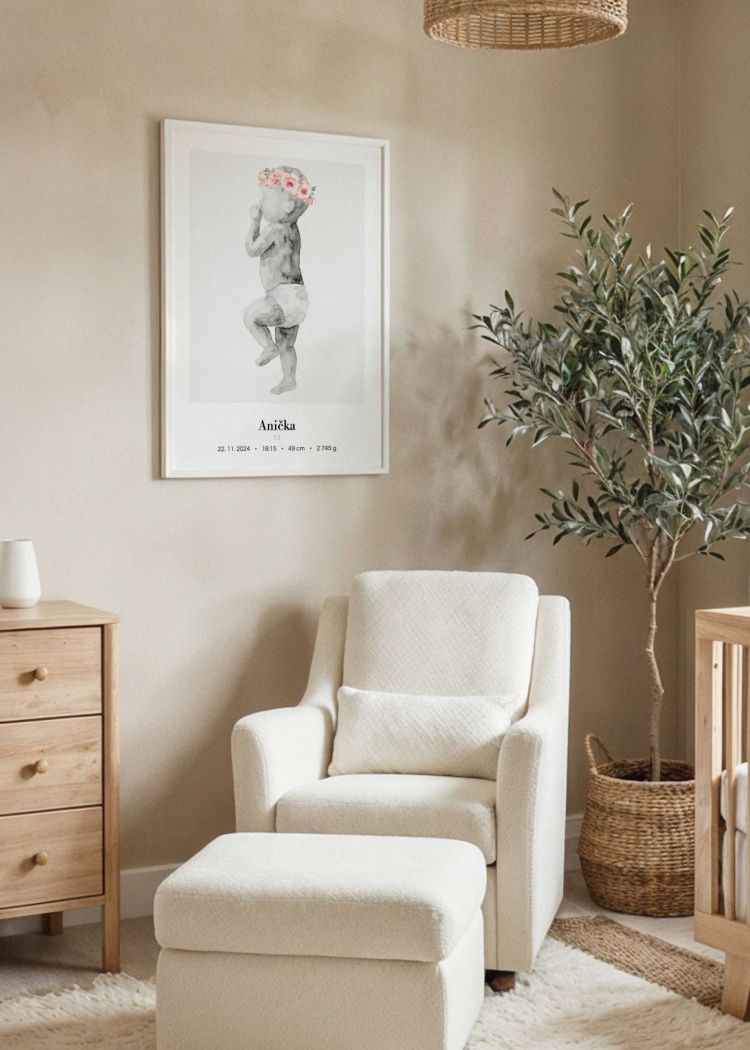 plakaty na miru miminko v zivotni velikosti akvarel II kvetinova korunka 6