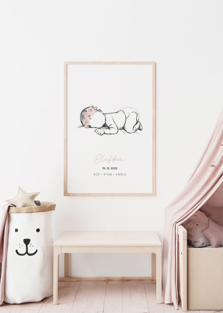 plakat plakaty na miru narozeni miminka holcicka 02 kopie