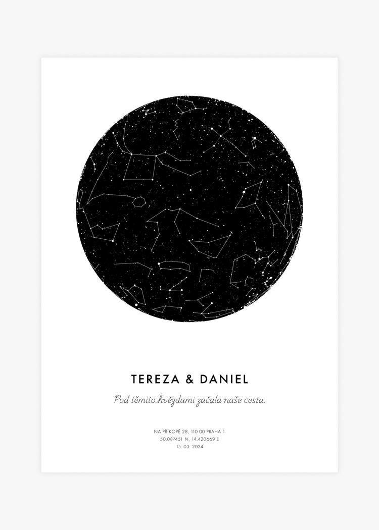 plakaty na miru hvezdna mapa cerna 01 v1