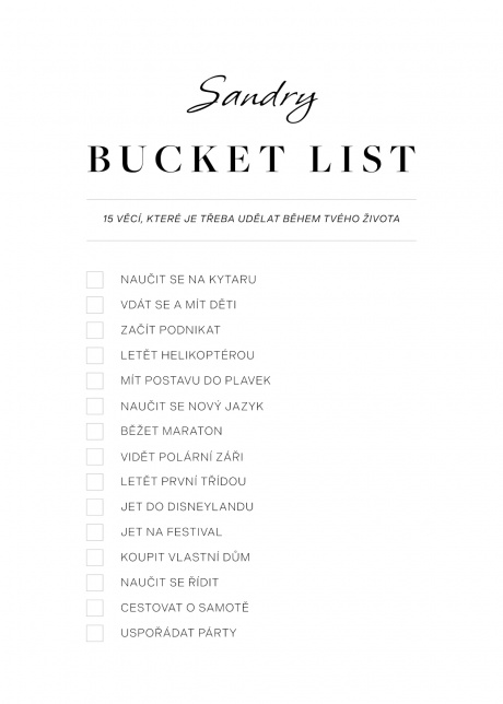 Plakát Bucket list - Zaškrtávací | Plakater.store