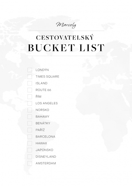 Plakát Cestovatelský bucket list - Zaškrtávací | Plakater.store